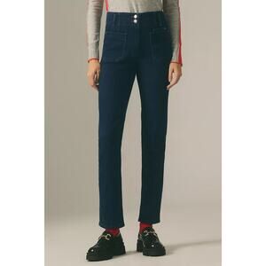 Maeve By Anthropologie Junie High-Rise Slim-Leg Jeans Dark Wash Stretch Sz 27